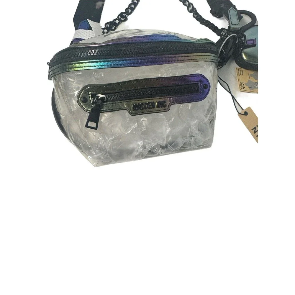 Madden NYC Clear Stadium Approved Iridescent Crossbody Purse Barrel Bag Fanny